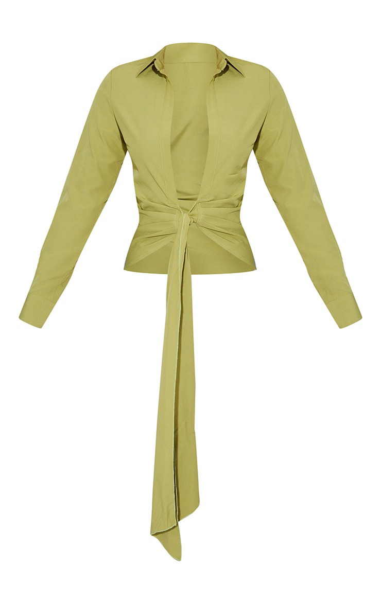 green tie front shirt