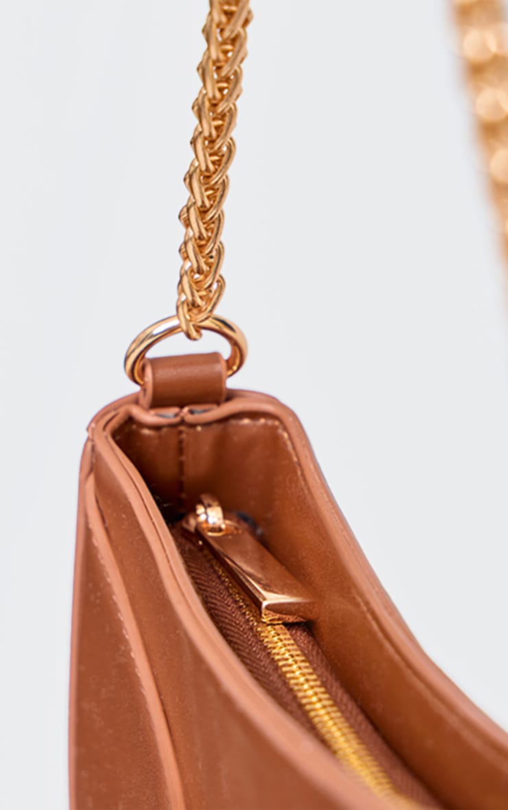 Chocolate Pu Buckle Chain Strap Shoulder Bag image 4