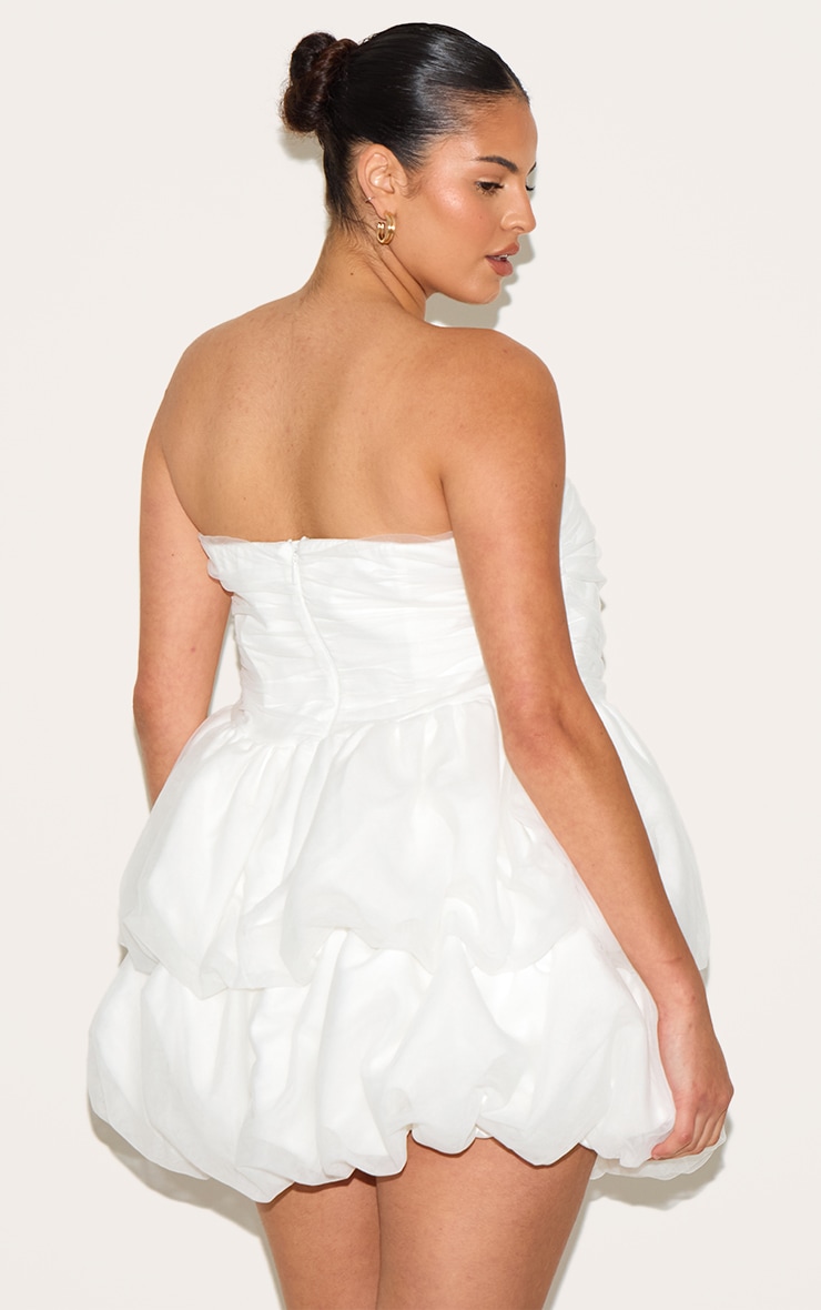 Plus Premium White Tulle Layered Corset Puffball Hem Bodycon Dress image 2