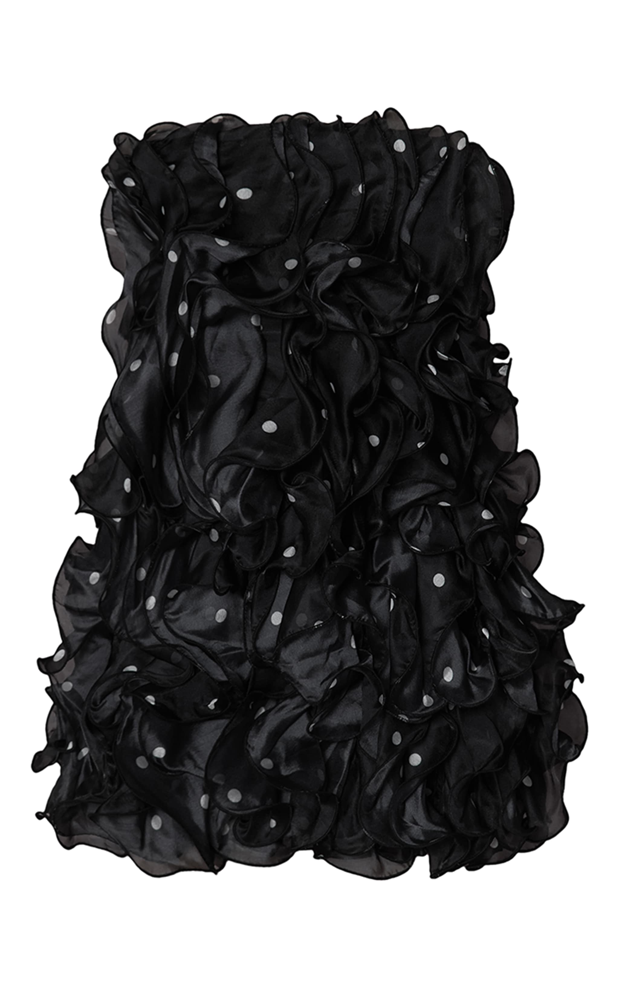Black Polka Dot Extreme Frill Bandeau Mini Dress image 5