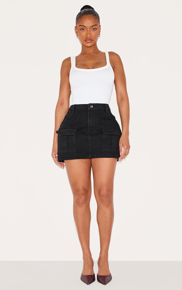 Shape Micro jupe en jean noir à taille basse image 1