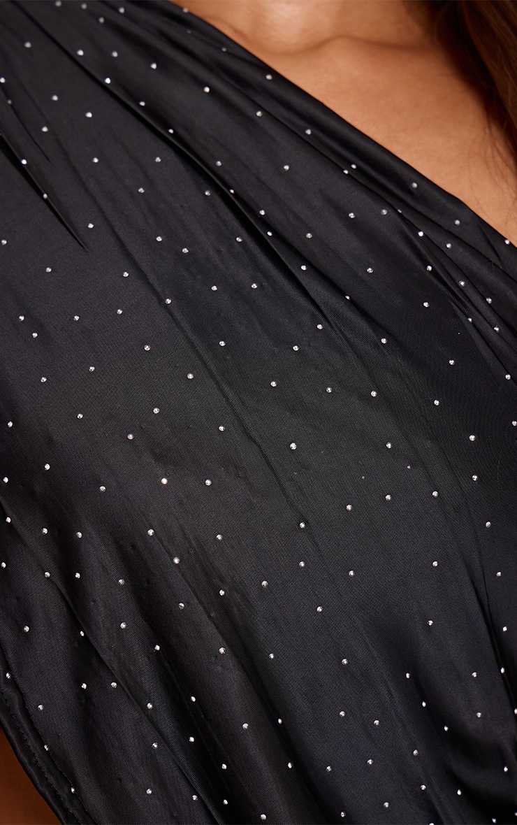 Black Hotfix Slinky Asymmetric Crop Top image 4