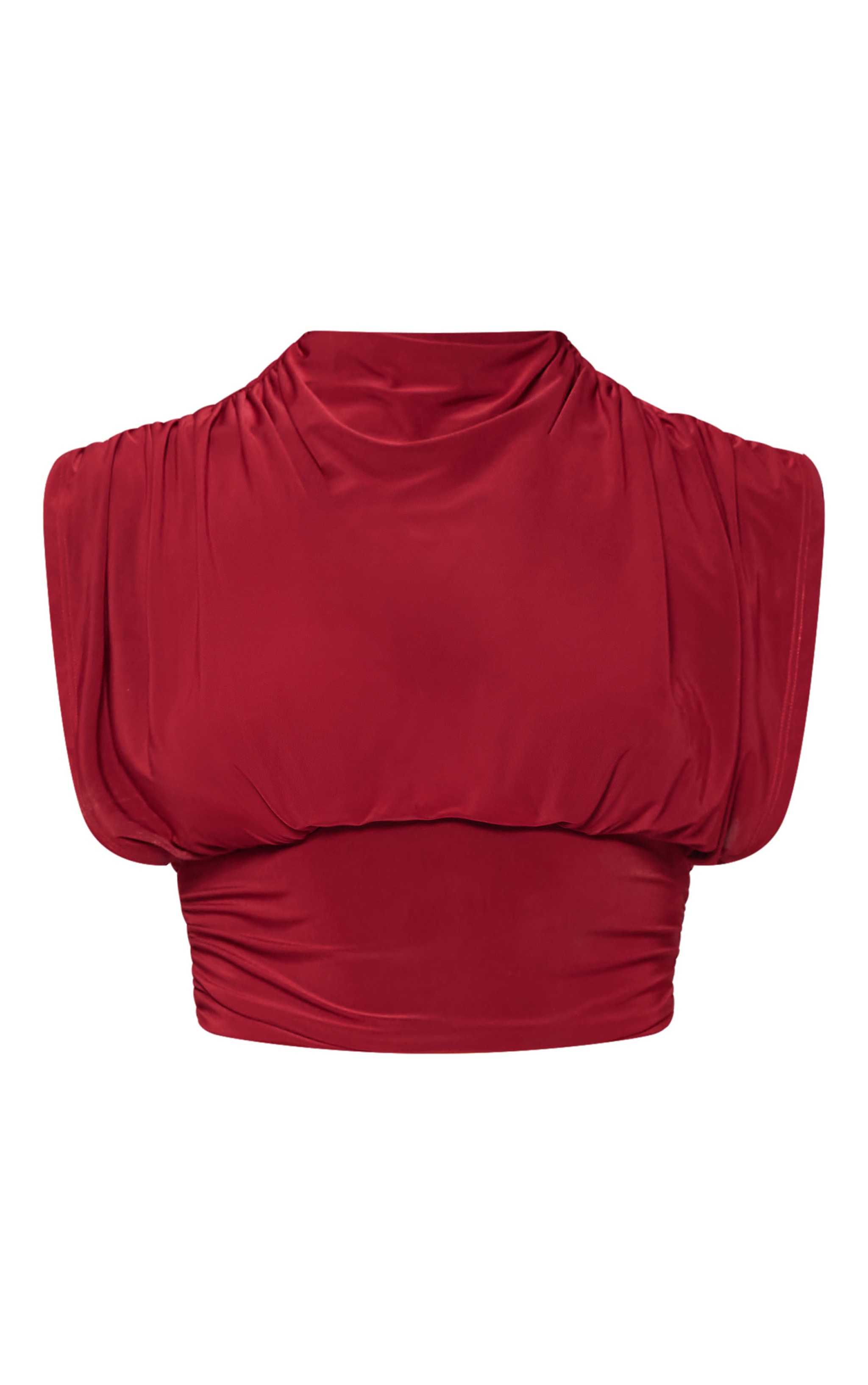 Burgundy Slinky Draped Top image 5