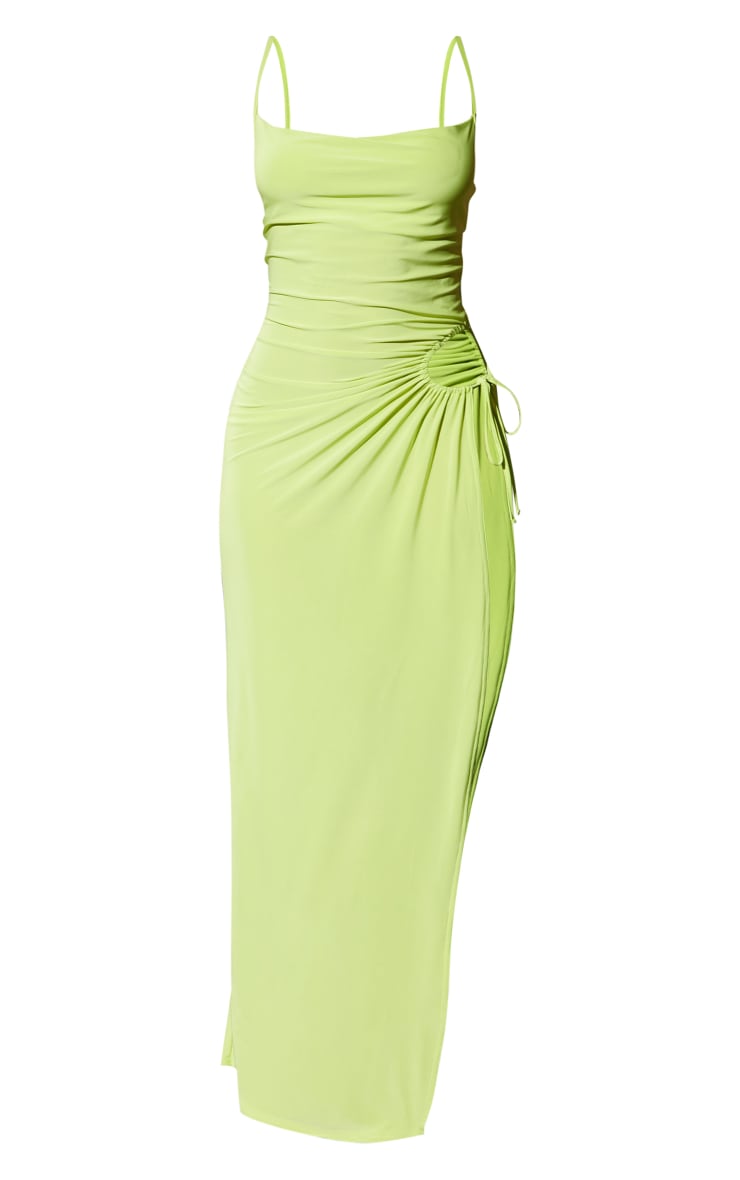 Lime Slinky Side Cut Out Strappy Maxi Dress image 5