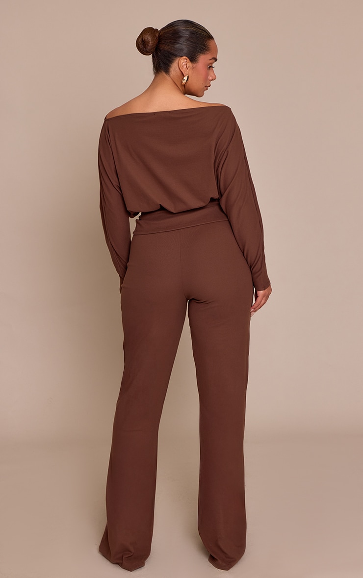 Shape Brown Soft Touch Wrap Front Trousers image 3