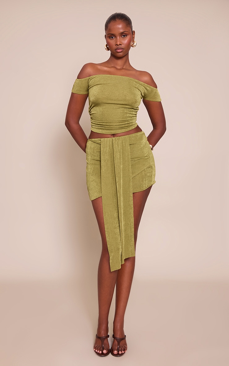 Olive Bardot Textured Top image 3