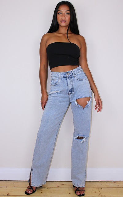 Jeans Troues Jean Dechires Jean A Trou Prettylittlething Fr