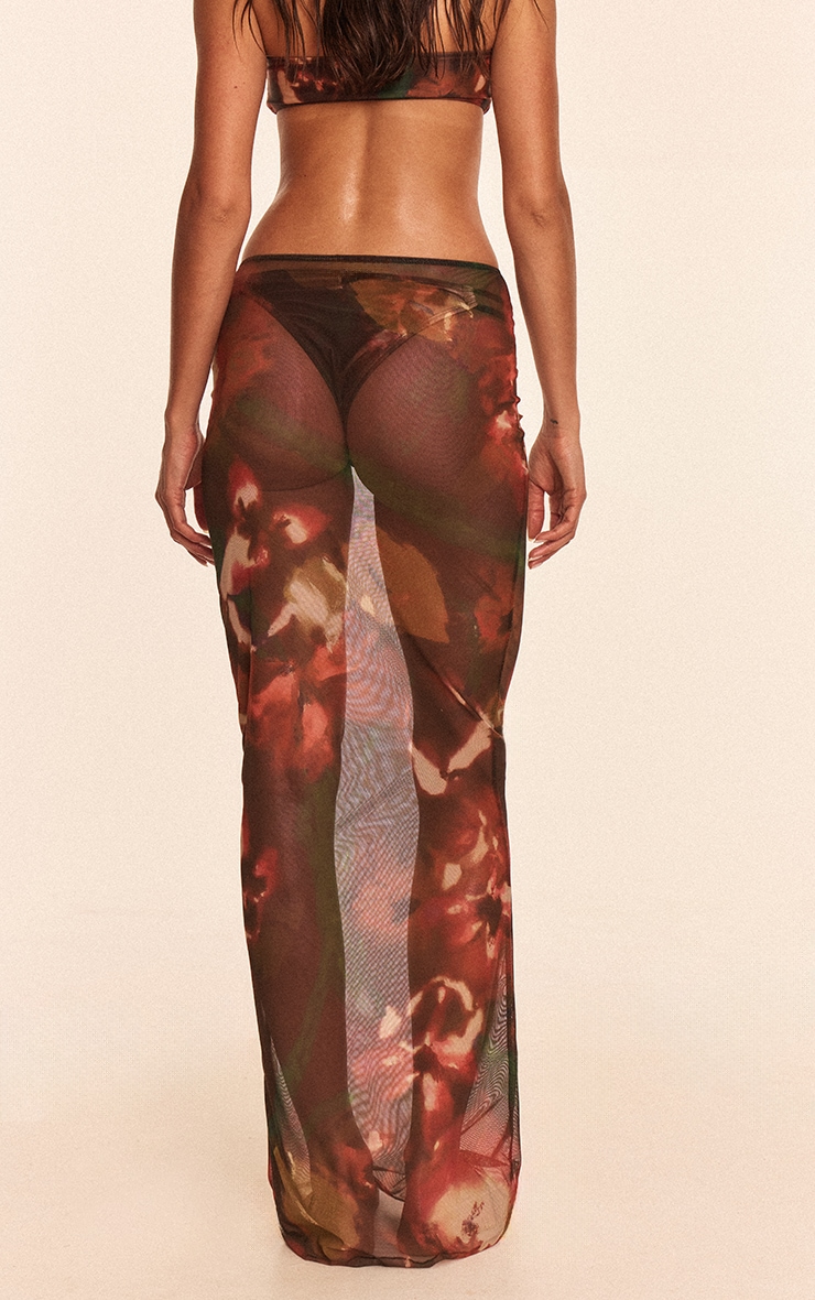 Multi Watercolour Floral Maxi Beach Skirt image 3