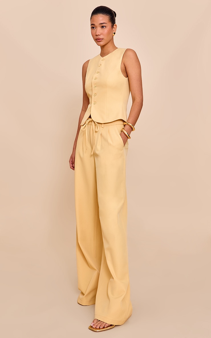 Butter Yellow Tailored Woven Vest image 3
