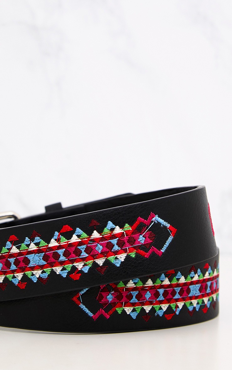 Black Embroidered Belt. Accessories PrettyLittleThing IE