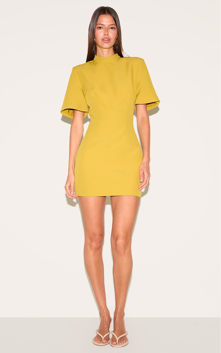 Olive Woven Cinched Backless Mini Dress image 3