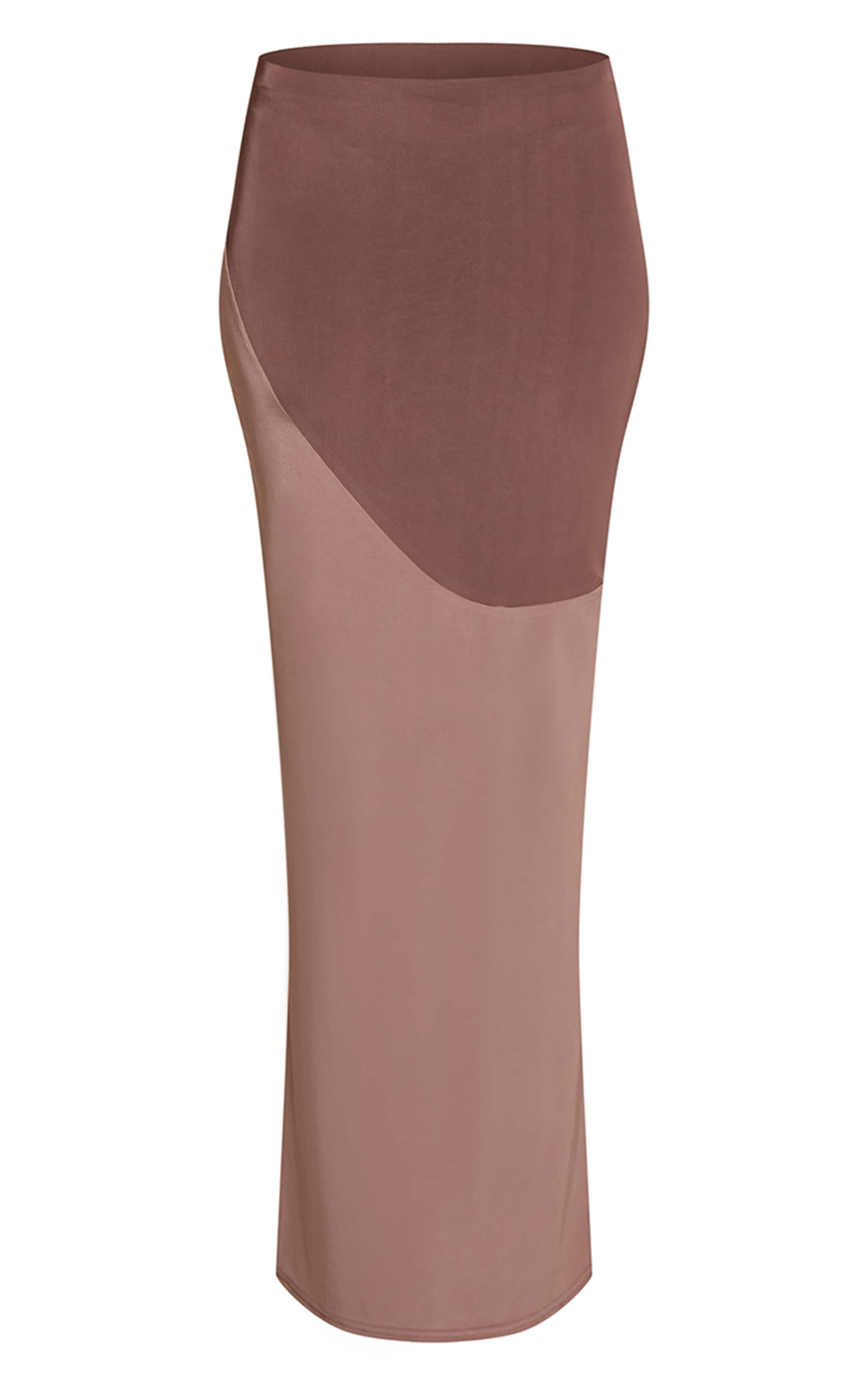 Taupe Slinky Contrast Panel Maxi Skirt image 5