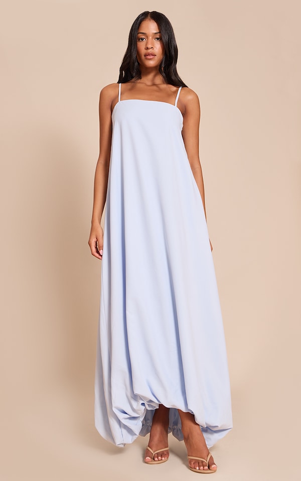 Tall Light Blue Strappy Floaty Maxi Dress