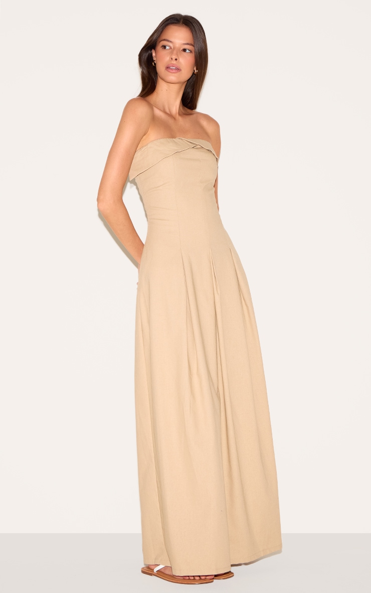 Natural Bandeau Pleated Midaxi Dress image 3