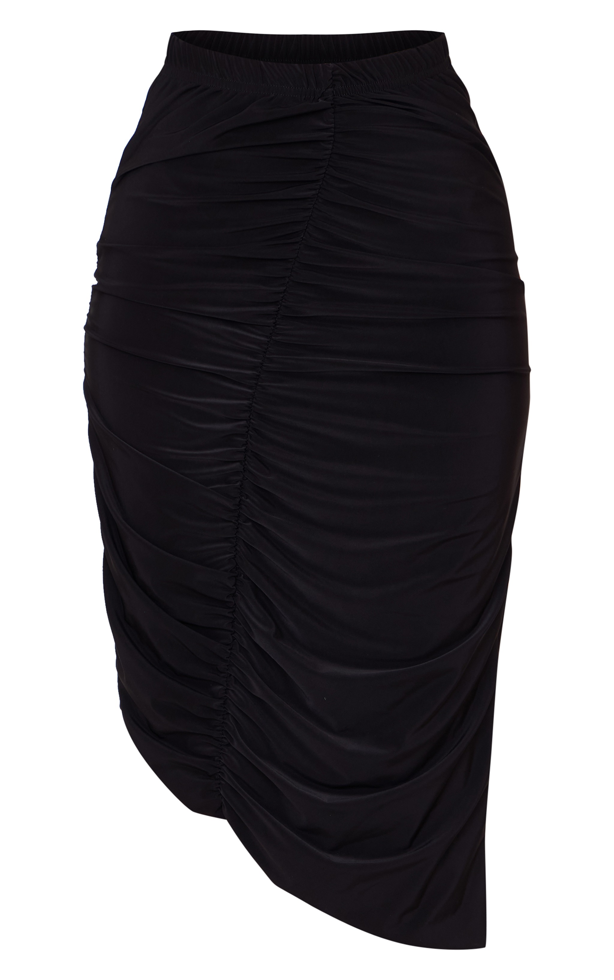 Petite Black Double Slinky Asymmetric Midi Skirt image 4