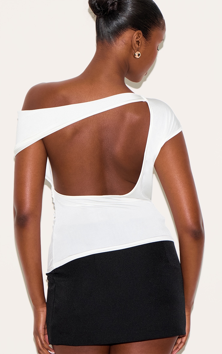 White Slinky Backless Asymmetric Long Top image 4