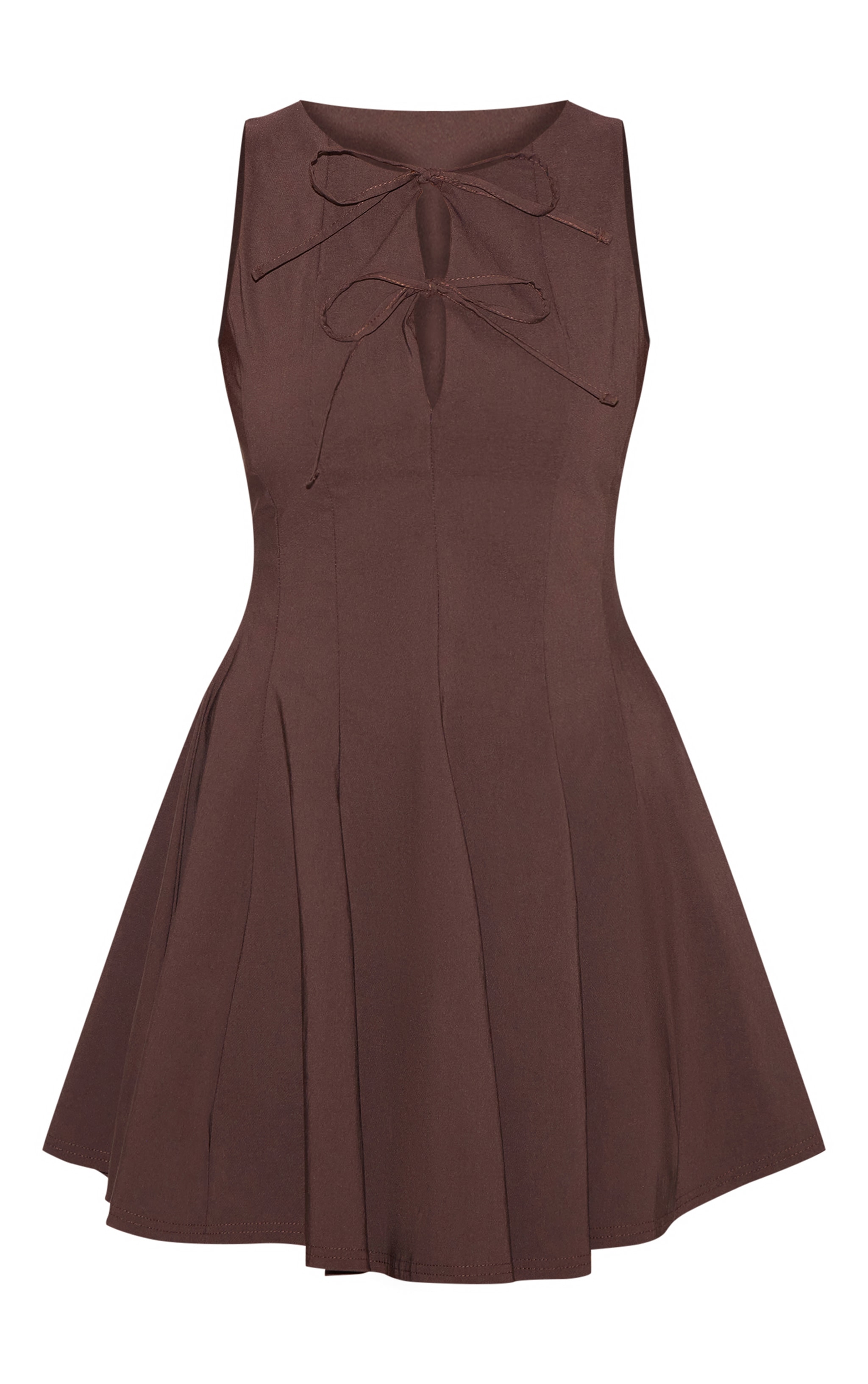 Chocolate Tie Bow Detail Shift Dress image 5
