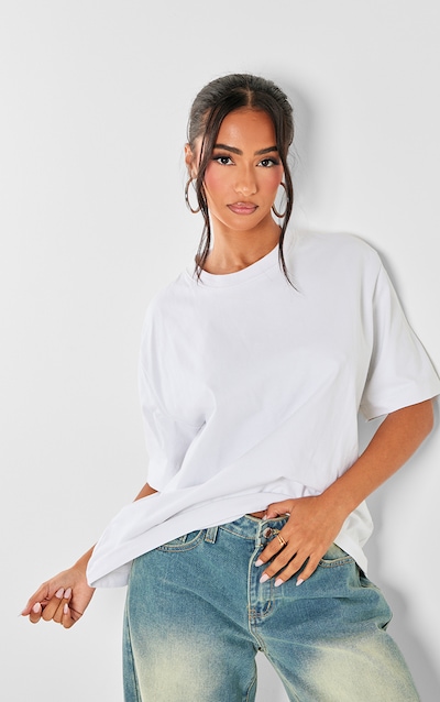 Petite White Premium Cotton Oversized T-shirt