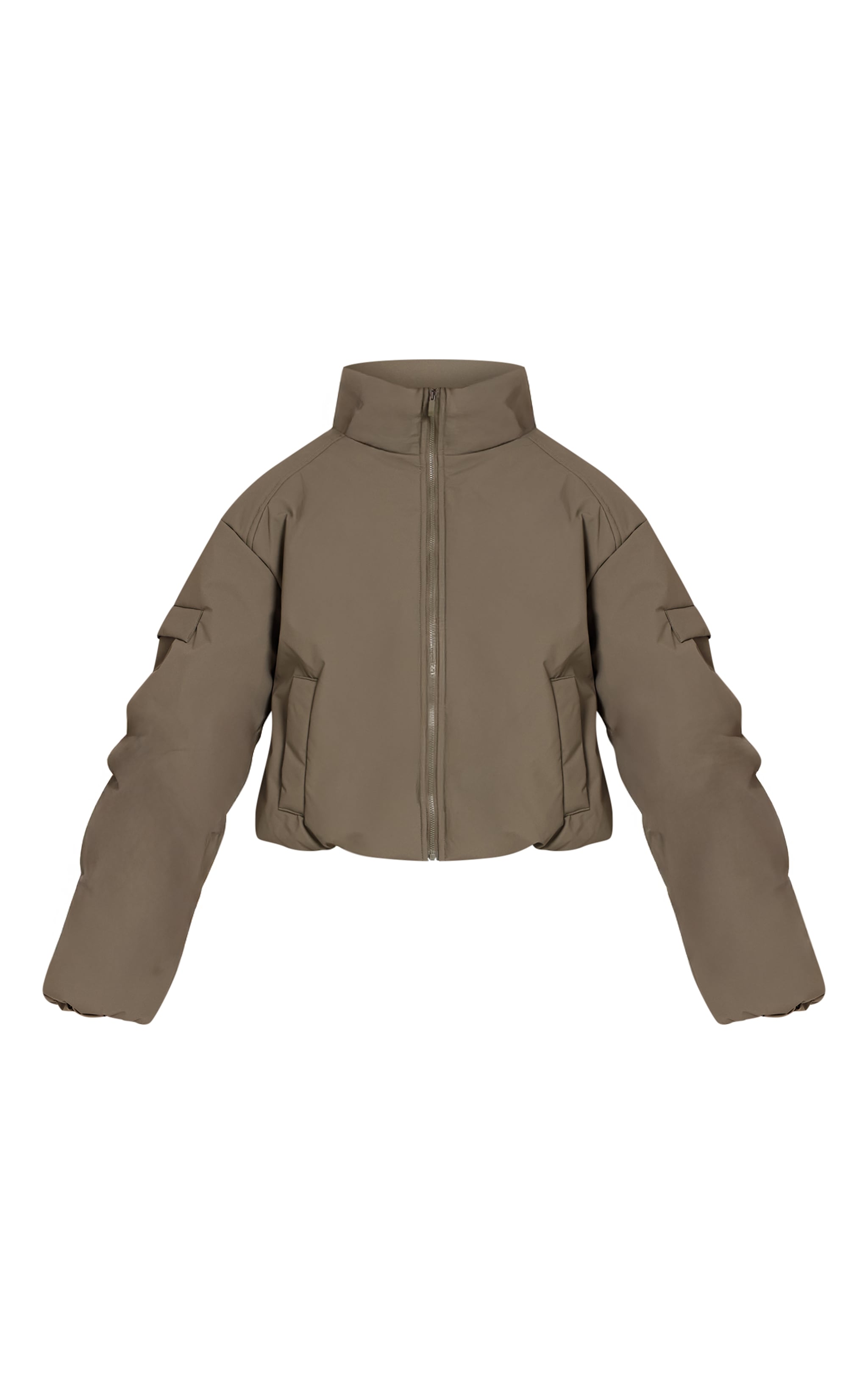 Veste vert olive zippée à col entonnoir et manches cocon image 5