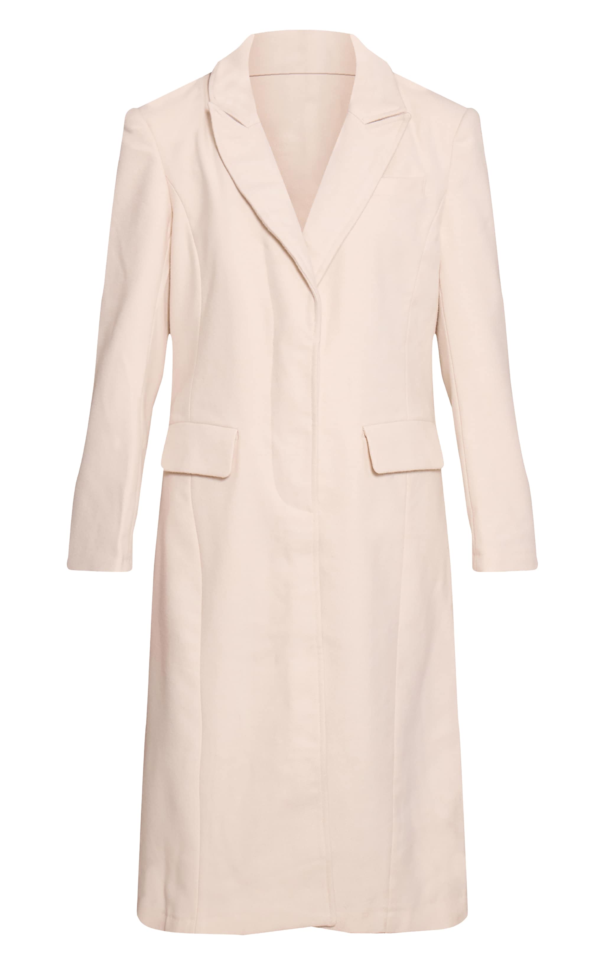Manteau mi-long Crème à Boutonnage Simple Détail Coutures en effet laine image 5