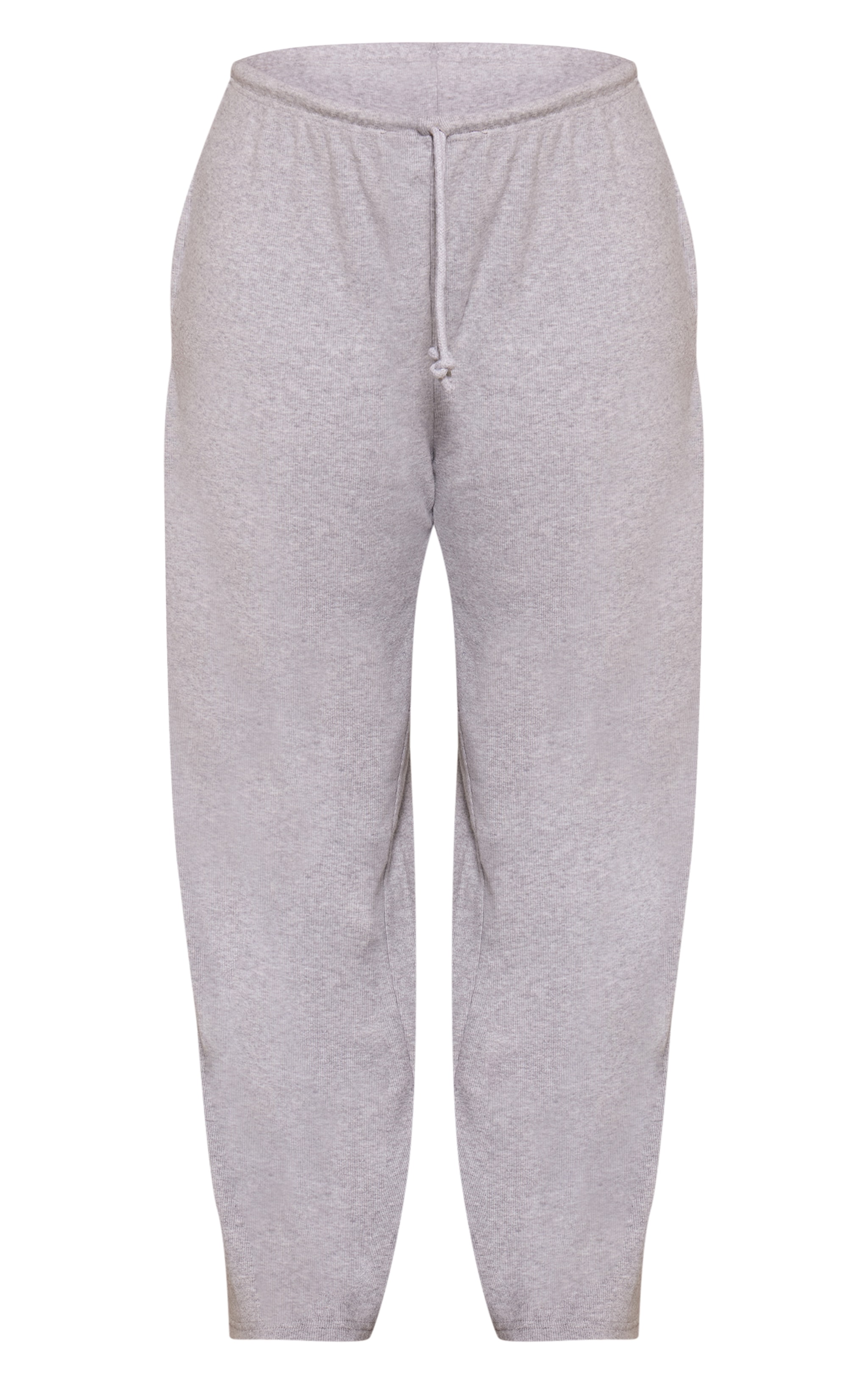 Plus Grey Marl Soft Rib Elasticated Waist Trousers image 5
