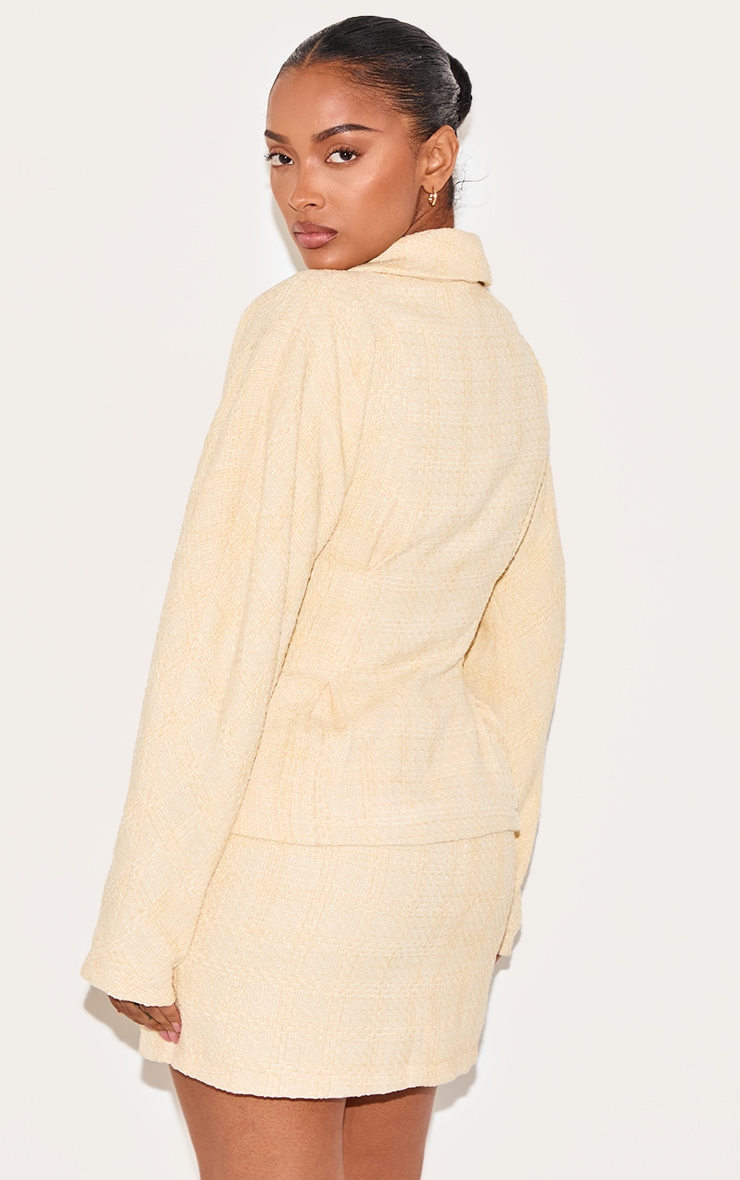 Shape Vanilla Premium Buckle Cinched Cocoon Sleeve Hammered Button Blazer image 2