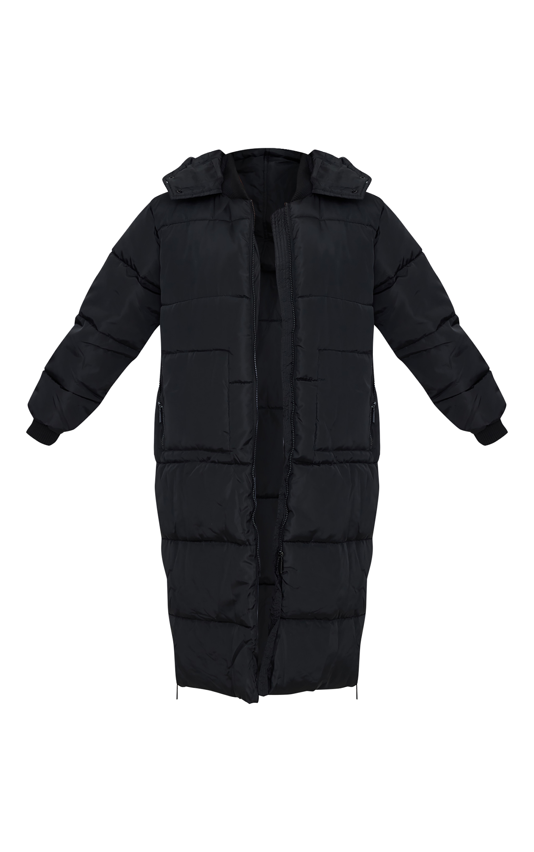 Petite Black Longline Puffer Coat image 5