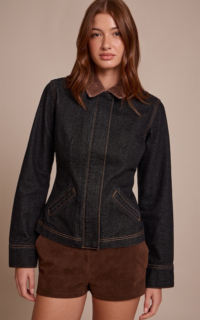 Veste cintrée en jean indigo foncé