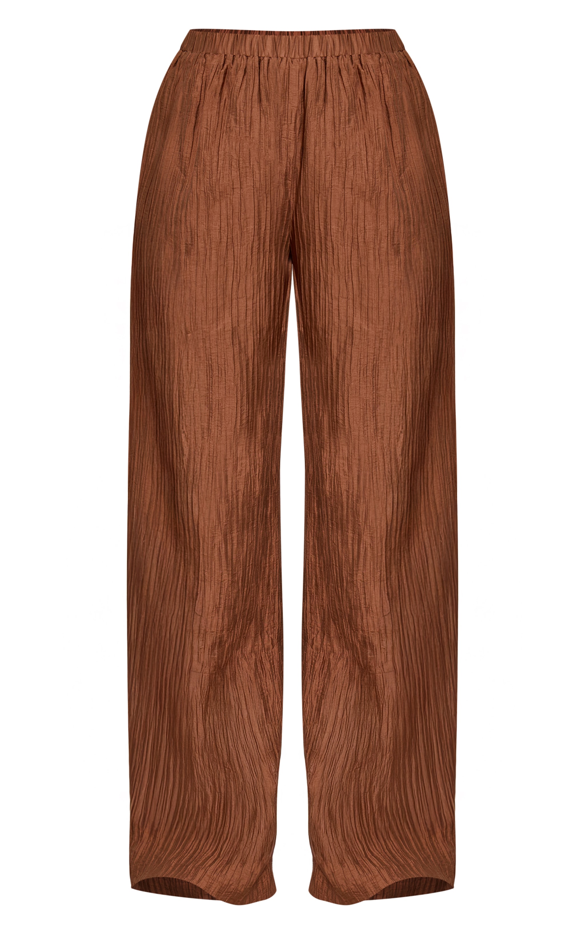 Chocolate Textured Woven Mid Rise Wide Leg Pants image 5