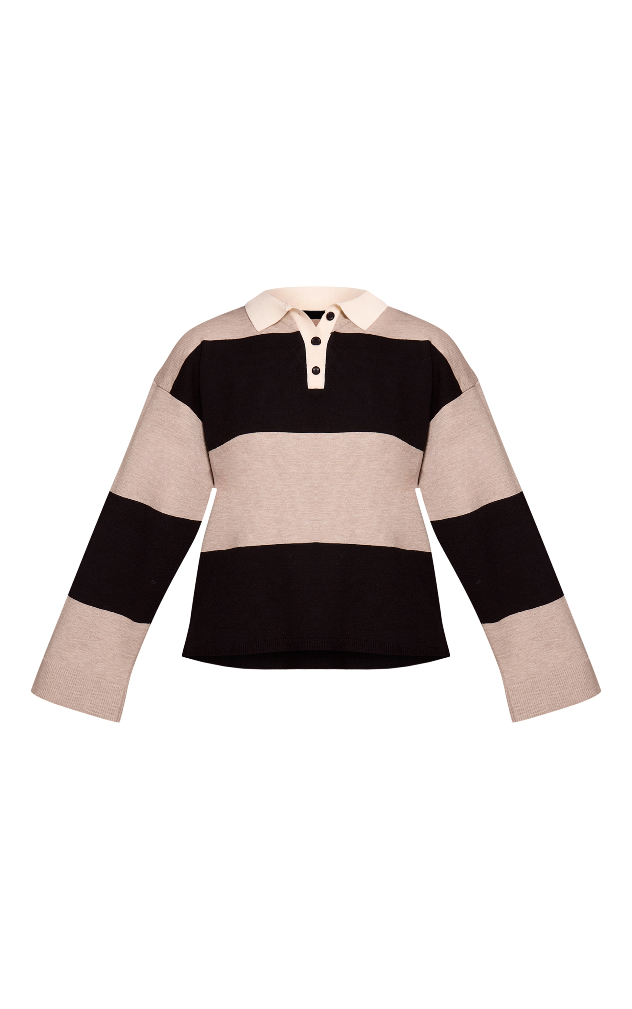 Black Striped Knitted Rugby Top image 5