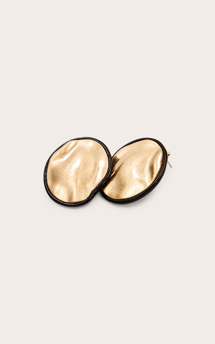 Gold Brushed Circular Statement Earrings image 2