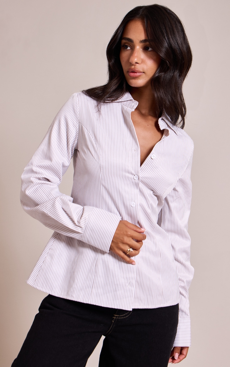 Petite White Tie Back Collared Shirt image 1