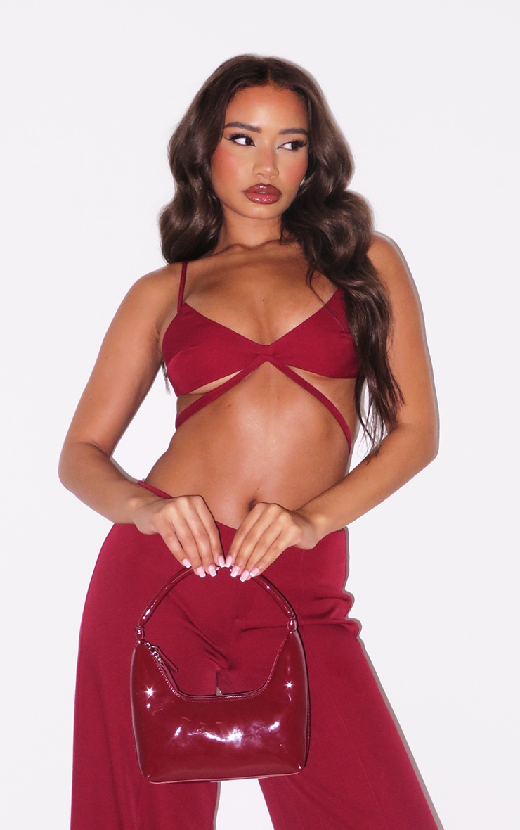 Petite Red Strappy Woven Bralet image 4