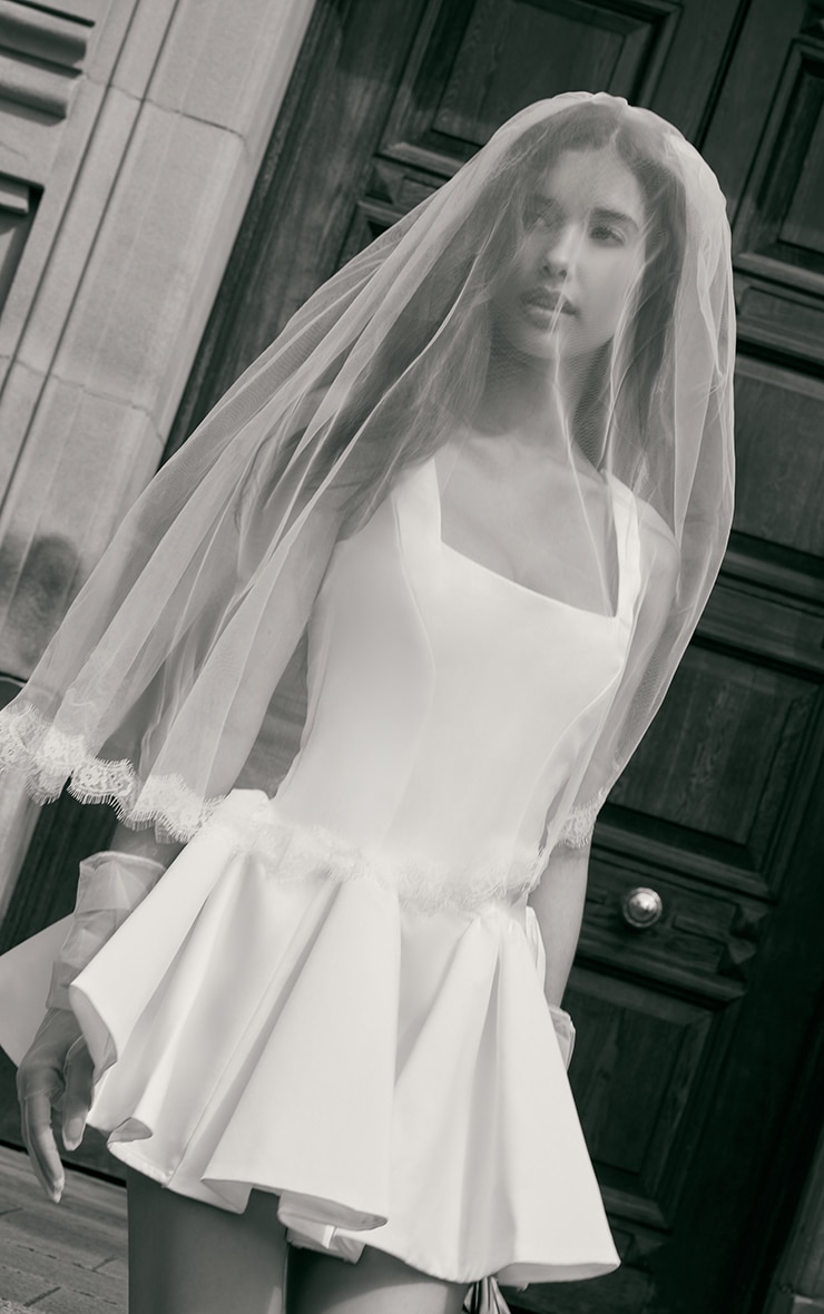 Premium White Satin Hip Pleated Skater Dress image 2