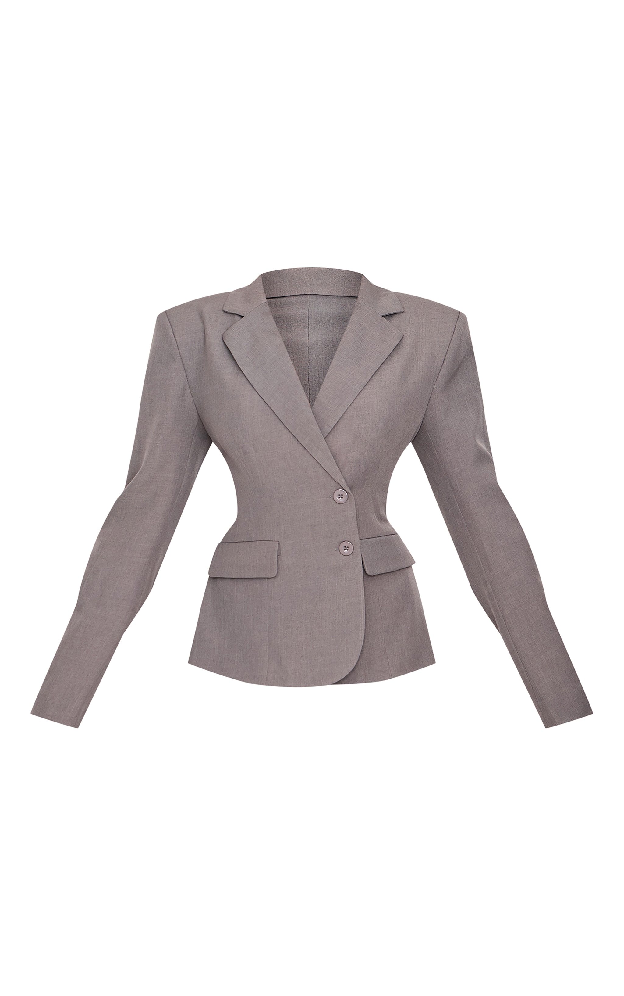 Grey Tailored Woven Cinched Waist Blazer image 5