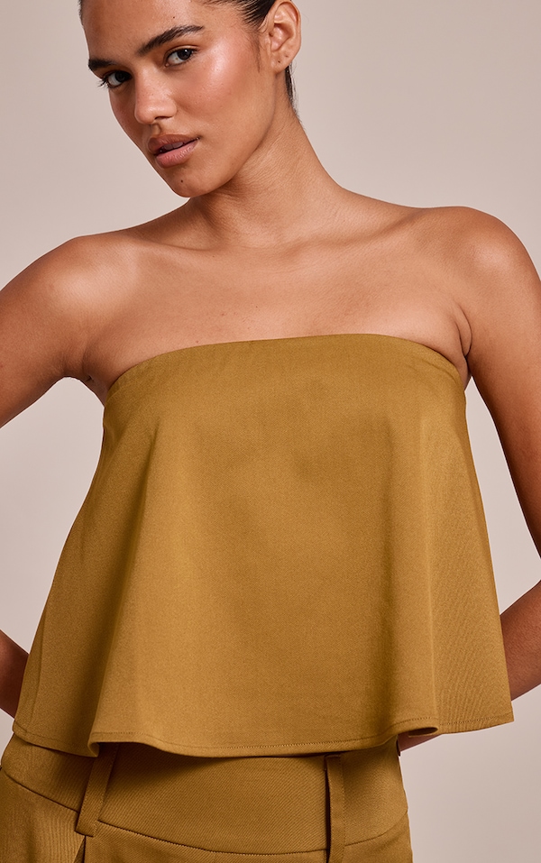 Bustier de tailleur fluide tissé marron foncé