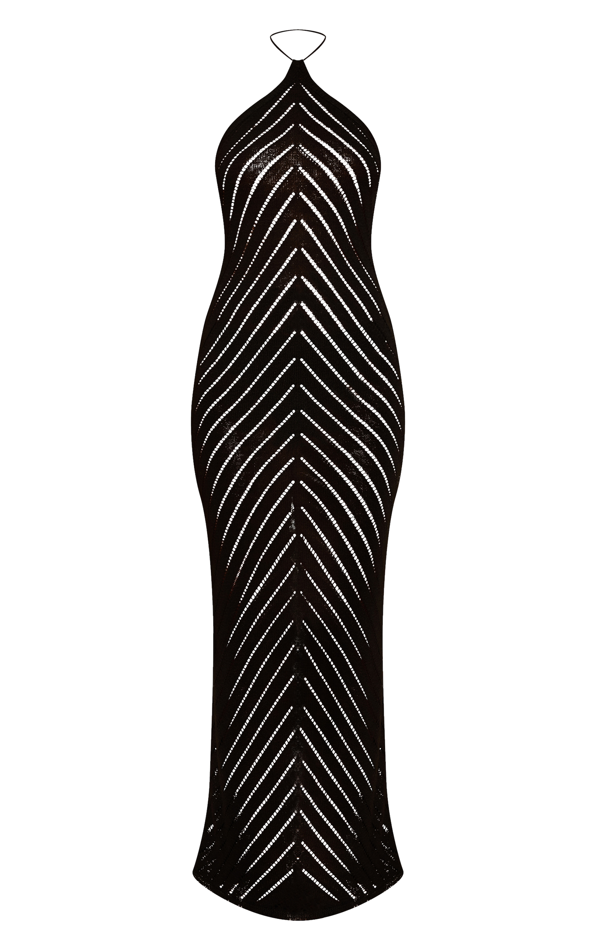Black Chevron Knitted Maxi Dress image 5