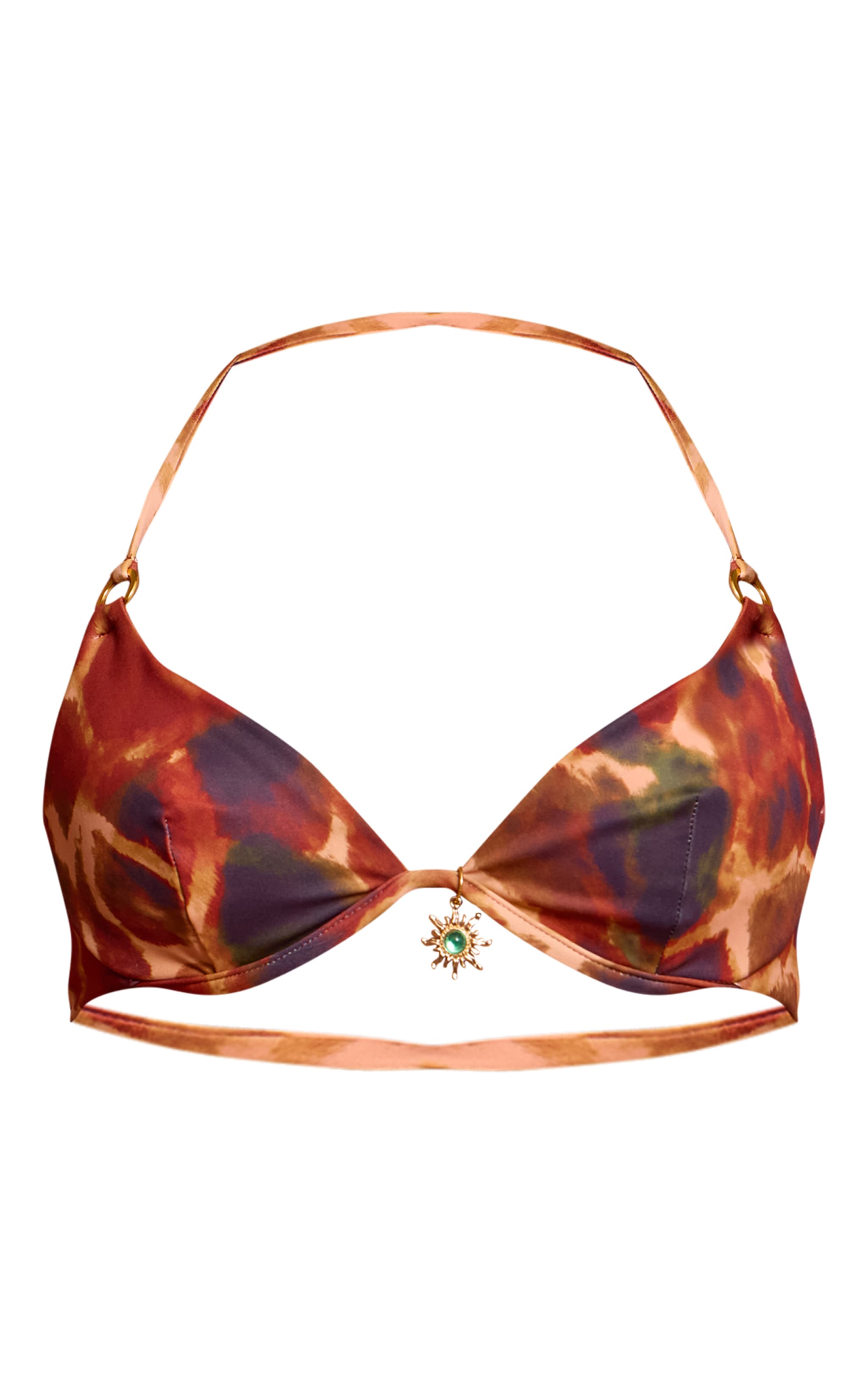 Rust Giraffe Print Trim Detail Underwired Bikini Top image 5