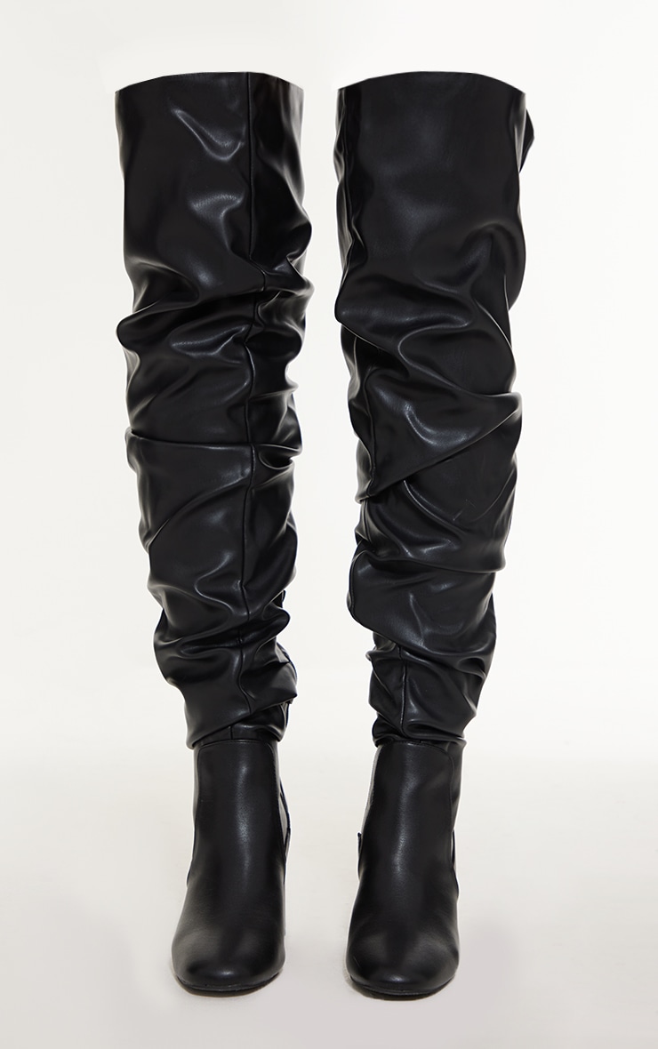 Black ruched boots hot sale
