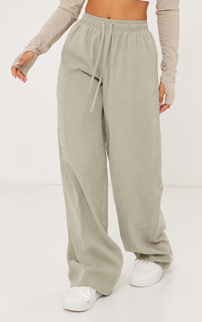 Petite Pale Green Peach Skin Cargo Trousers