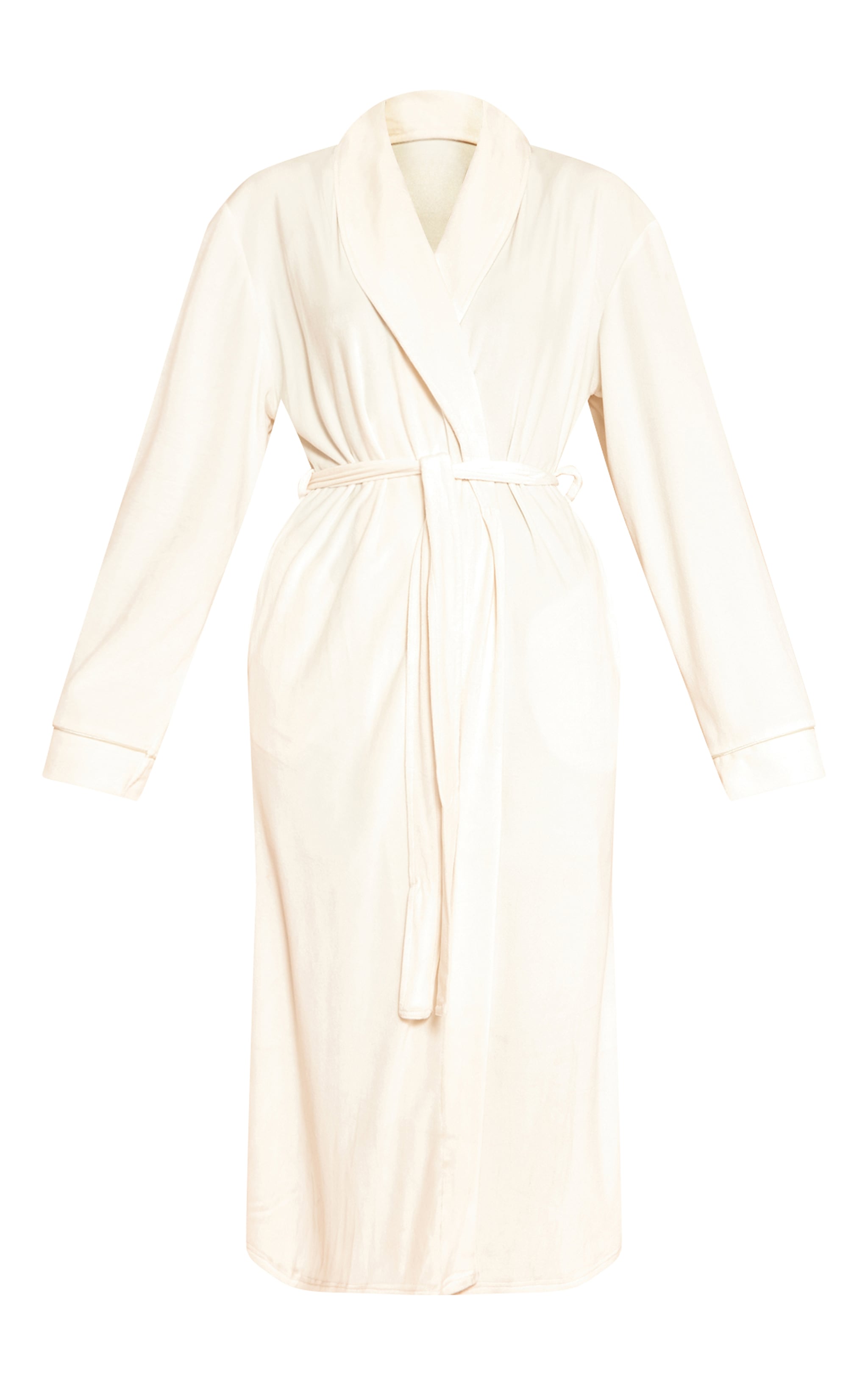 Peignoir doux crème à lisérés surjetés image 5