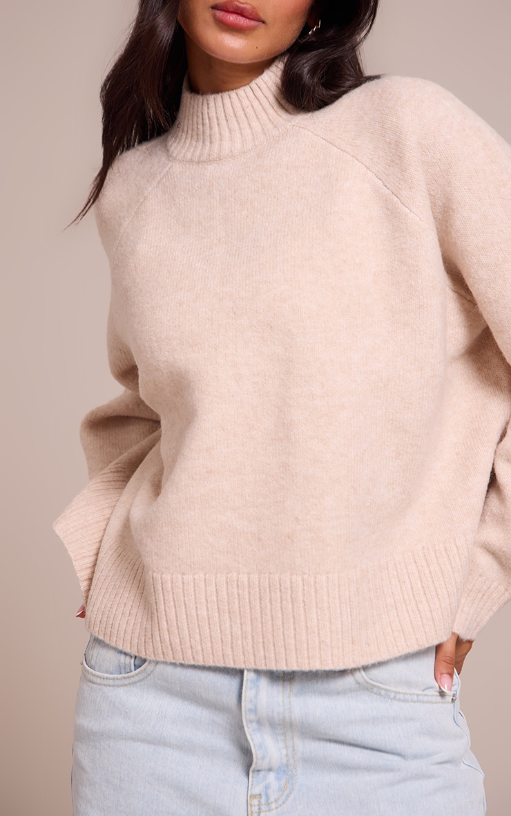 Petite Oatmeal Knit Turtleneck Sweater image 4