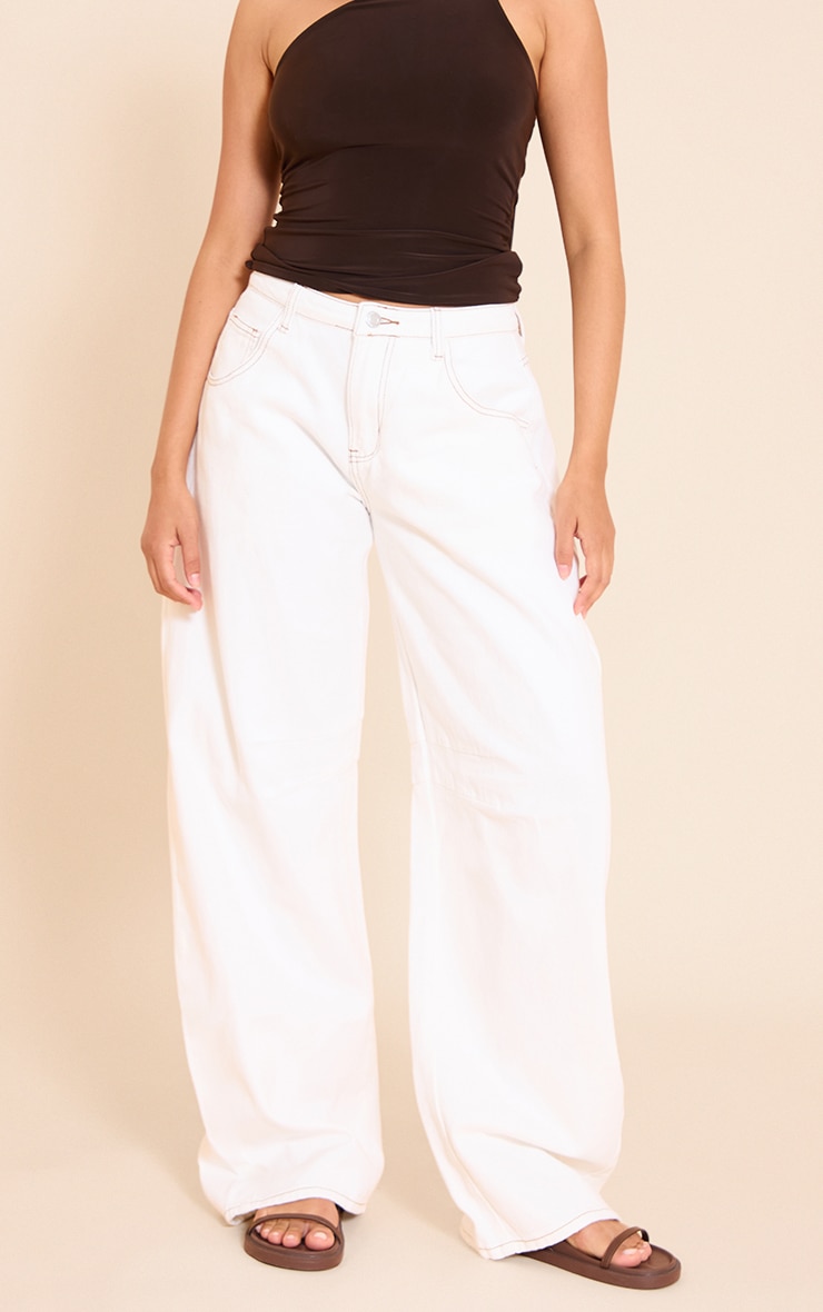White Seam Detail Barrel Jean image 2