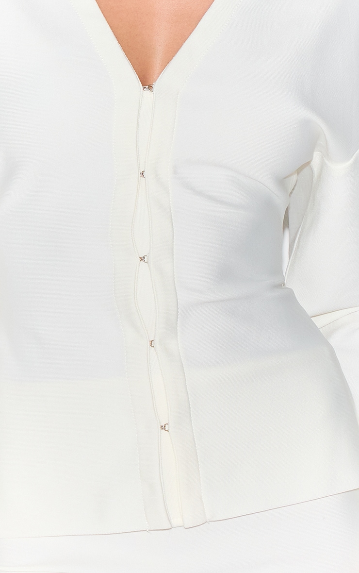 Cream Knitted Tailored Hook And Eye Cardigan image 4