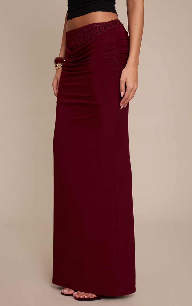 Plum Lace Underlay Double Slinky Cowl Maxi Skirt image 2
