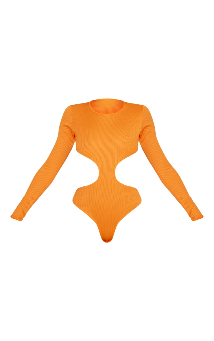Body orange texturé à manches longues et découpes image 5