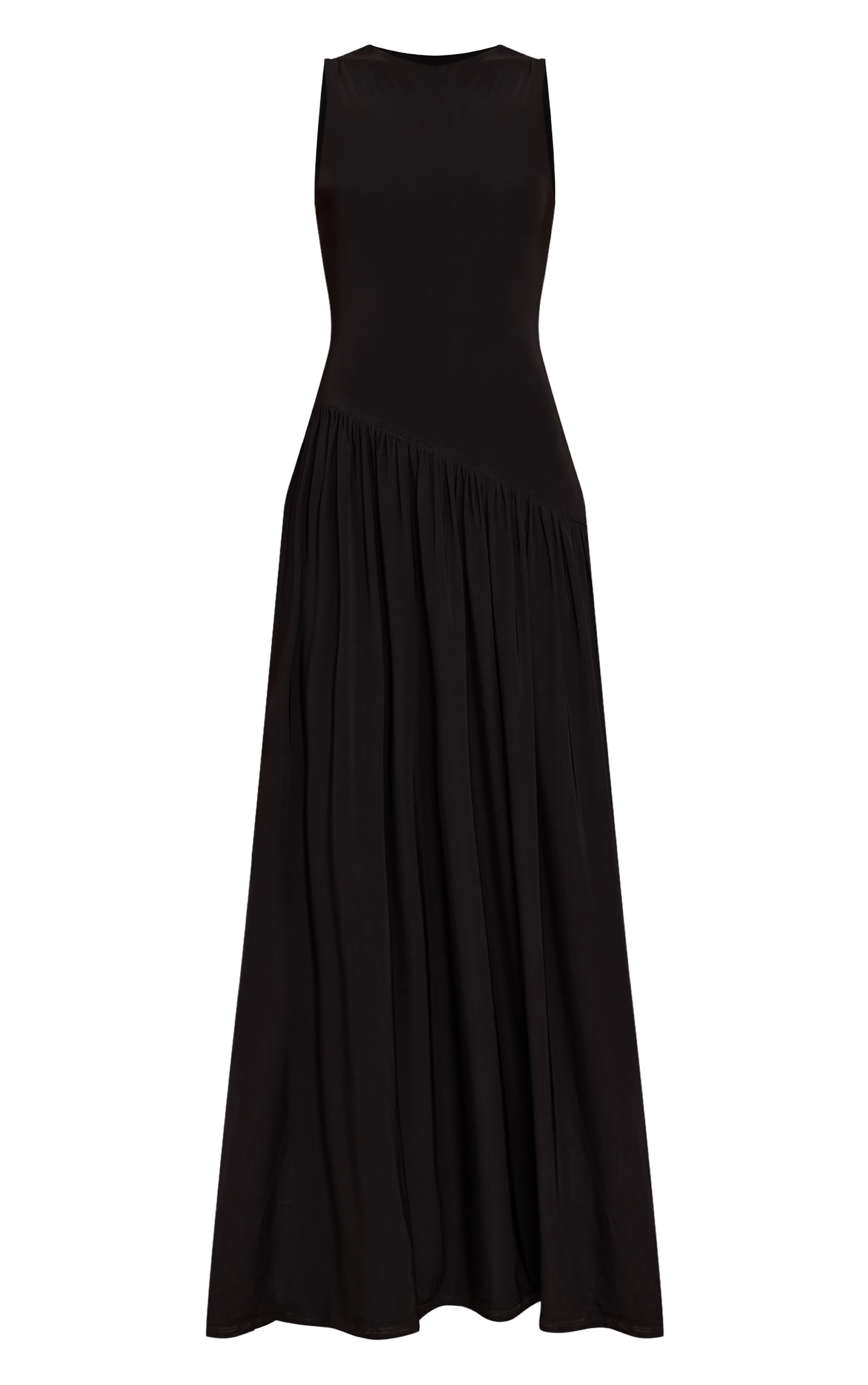 Tall Black Double Layer Soft Touch Asymmetric Maxi Dress image 5