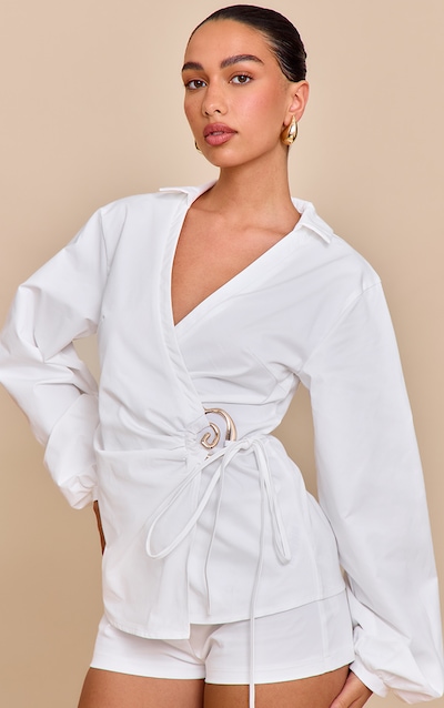 Mini short de tailleur tissé blanc