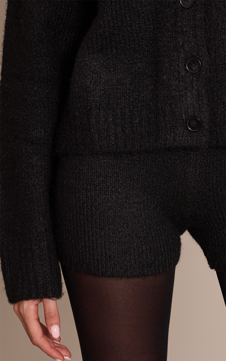 Black Brushed Knit Mini Shorts image 5