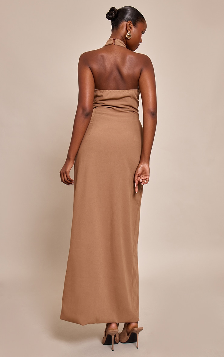 Robe longue de tailleur taupe sans manches image 2